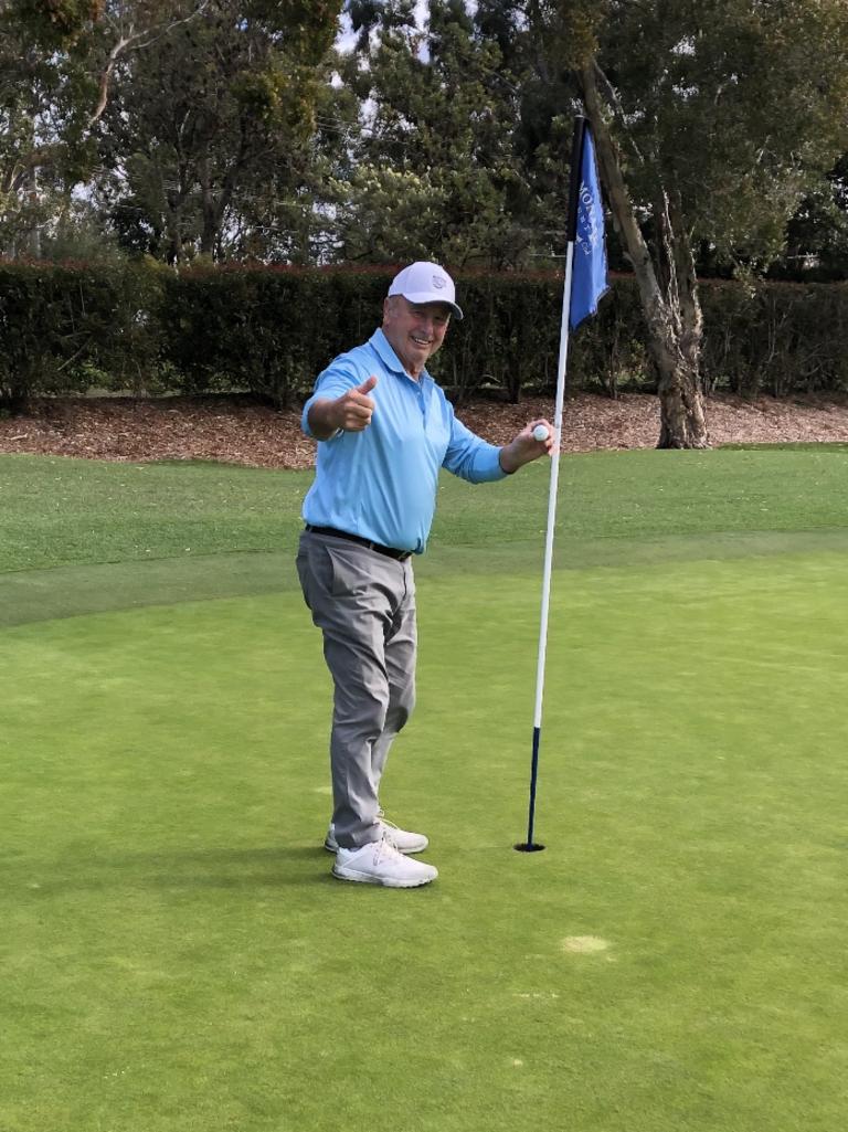 SPOTTED: Manly legend Max Krilich after his hole in one. Picture: Supplied.