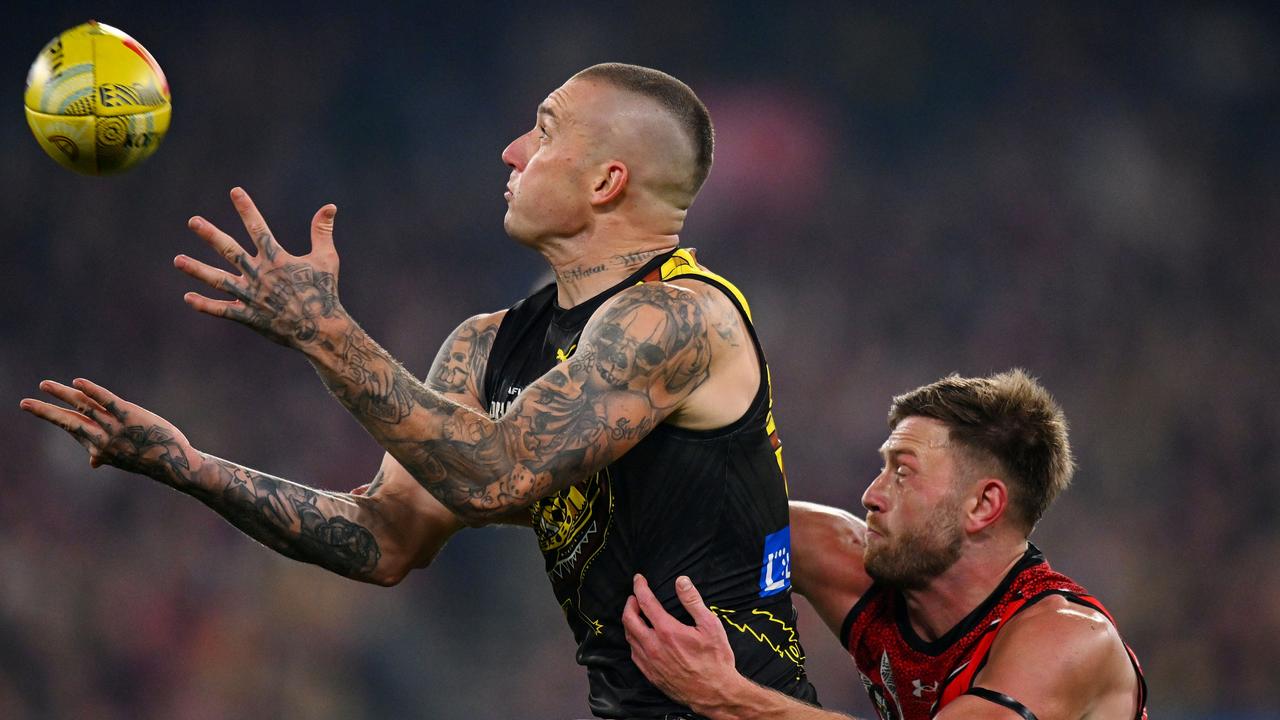 Dustin Martin. Photo by Morgan Hancock/AFL Photos/via Getty Images)