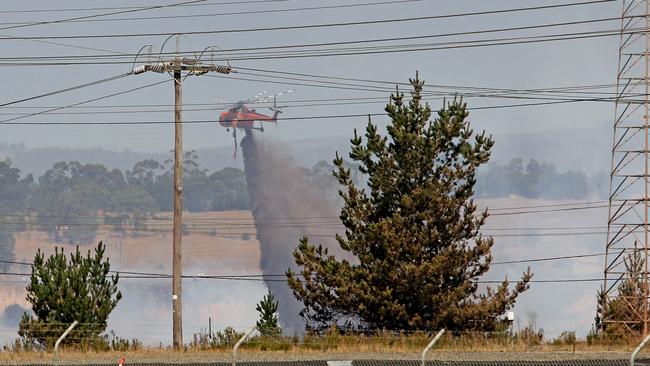 Picture of the out of control bushfire in the Hazelwood open cut coal mine near the township of Morwell in Victoria's Latrobe Valley.