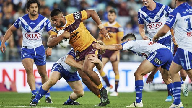 Payne Haas attempts to break through. Picture: Brett Hemmings/Getty Images