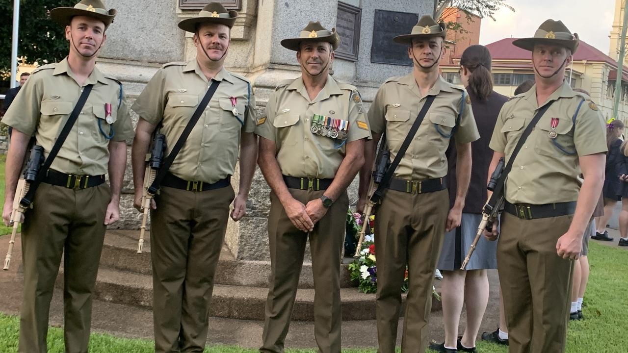 The Anzac Day service around Maryborough cenotaph.