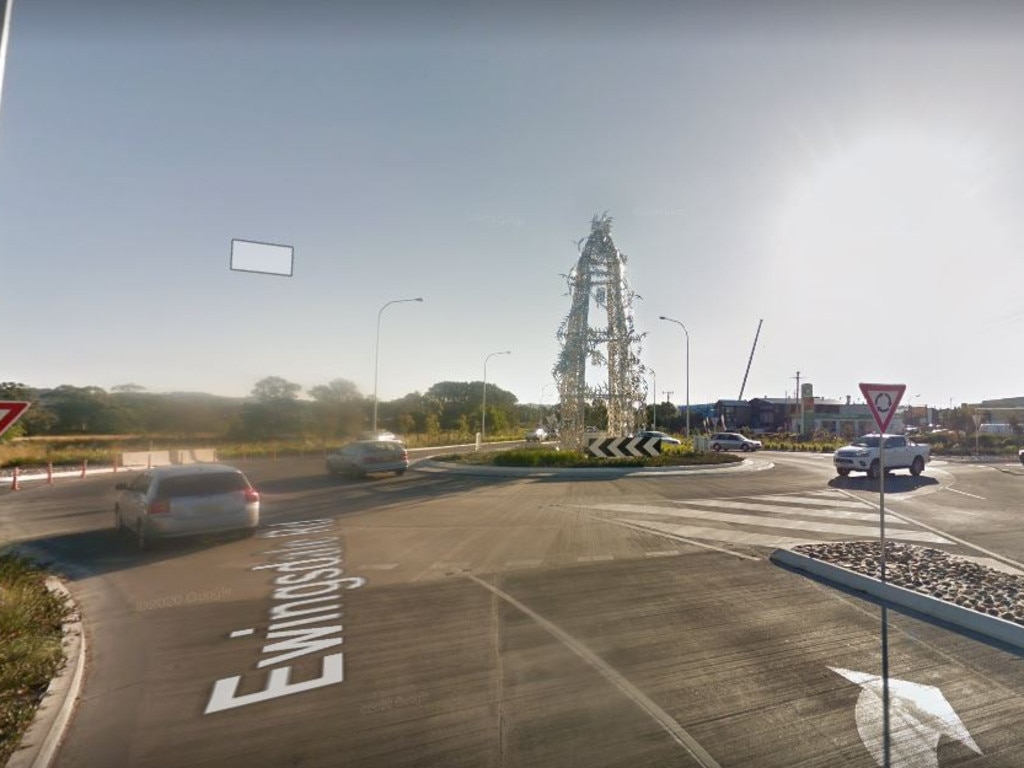 A makeshift sign was erected at this Byron Bay roundabout. Picture: Google Maps