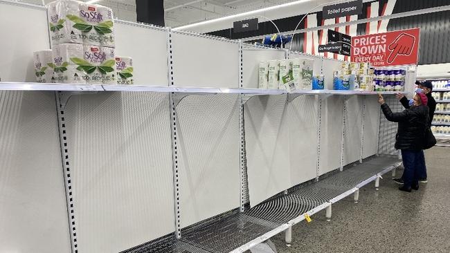 Empty shelves at Elsternwick Coles amid Melbourne’s latest outbreak.