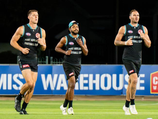 Willie Rioli at Port Adelaide training on Wednesday night. Picture: Tim Joy