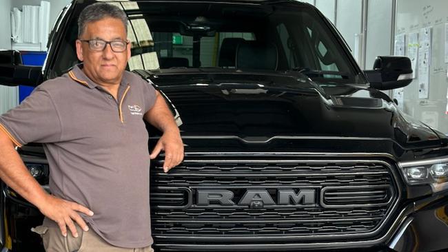 Terry Ghataora with a RAM vehicle he purchased to tow his caravan.