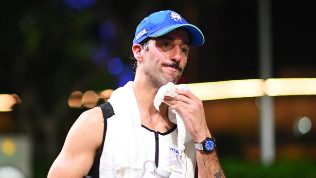 Daniel Ricciardo of Australia and Visa Cash App RB looks on in the Paddock after the F1 Grand Prix of Singapore at Marina Bay Street Circuit on September 22, 2024 in Singapore, Singapore. (Photo by Rudy Carezzevoli/Getty Images)