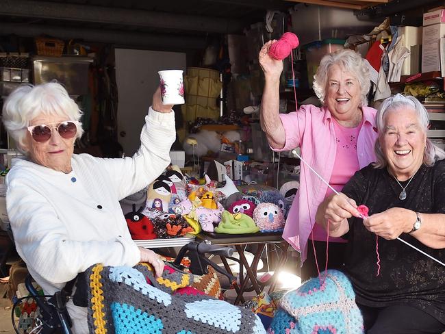 The Thanks A Million campaign was launched by News Corp nationally to recognise the everyday Aussies who have been working to keep Australia on track throughout the difficulties of 2020 - bushfires, COVID etc.When Margaret Marion's knitting and sewing group couldn't meet at their local hall during lockdown, she opened up her garage for neighbours to drop by every day for a chat. She continued to sew from her garage to provide goods to hospitals for charity.From left : Mary, Eileen, Margaret and Maureen.Picture : Nicki Connolly