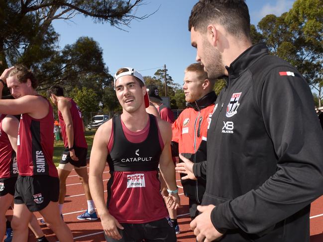 Jade Gresham chats to Paddy McCartin. Picture: Tony Gough