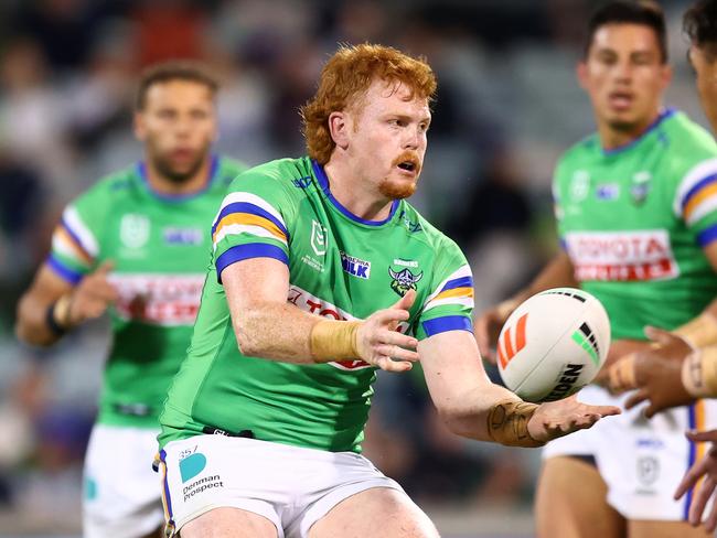 CANBERRA, AUSTRALIA - MAY 13: Corey Horsburgh of the Raiders in action during the round 11 NRL match between Canberra Raiders and Parramatta Eels at GIO Stadium on May 13, 2023 in Canberra, Australia. (Photo by Mark Nolan/Getty Images)