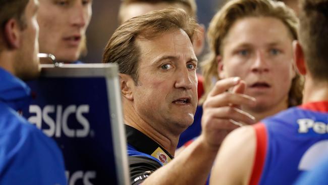 Even Bulldogs coach Luke Beveridge was surprised by Saturday night’s result. Picture: Michael Willson/AFL Photos