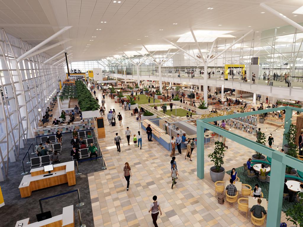 An artist’s impression of how the international terminal will look after a $5bn redevelopment of Brisbane Airport