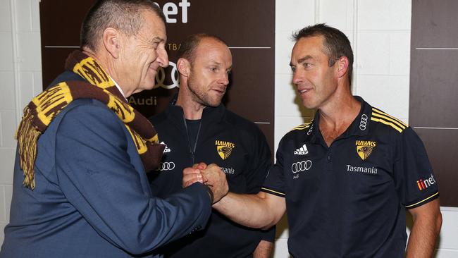 Hawthorn president Jeff Kennett and coach Alastair Clarkson. Picture: Michael Klein