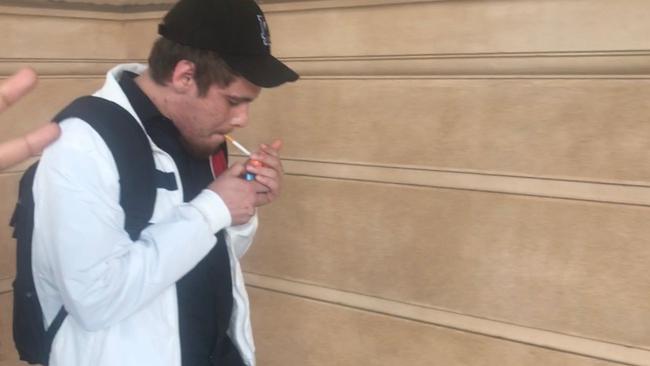 Lucas Gary Narkle outside court, after pleading guilty to endangering a teenage girl’s life. Picture: Kathryn Berningham / AAP