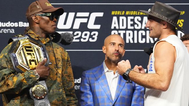 Israel Adesanya and Sean Strickland will face off today. Picture: Getty Images