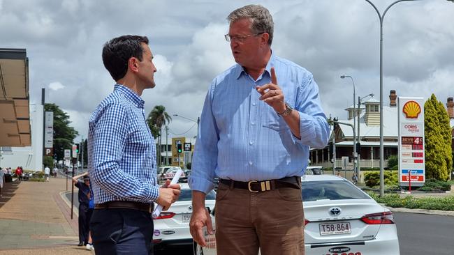 State Opposition Leader David Crisafulli and Toowoomba North MP Trevor Watts.