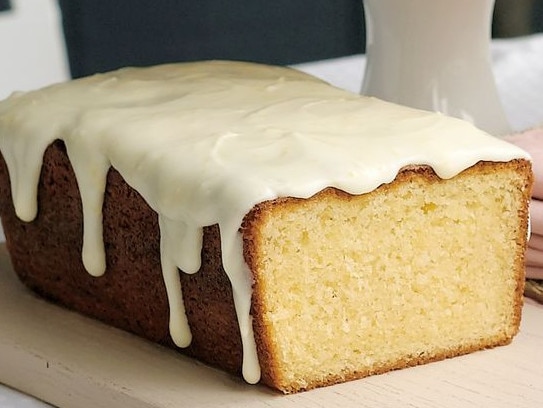 Coconut cake with lemon sour cream icing.