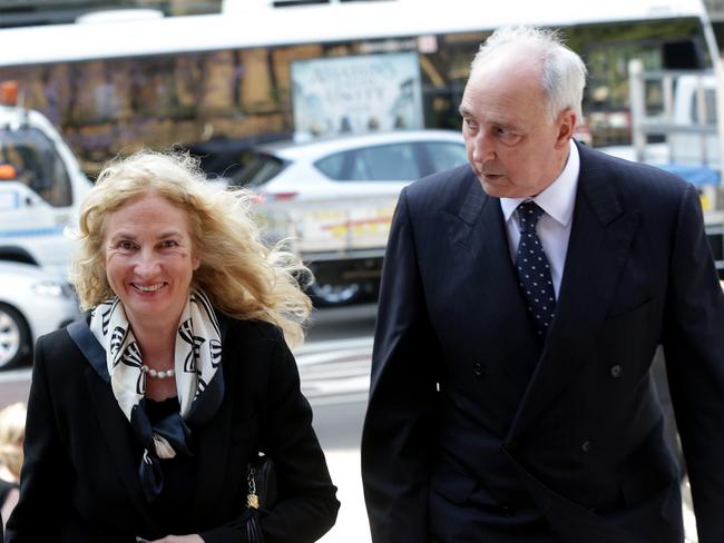 Former Prime Minister Paul Keating and ex wife Annita Keating at Gough Whitlam’s memorial service in 2014. Picture: Stephen Cooper