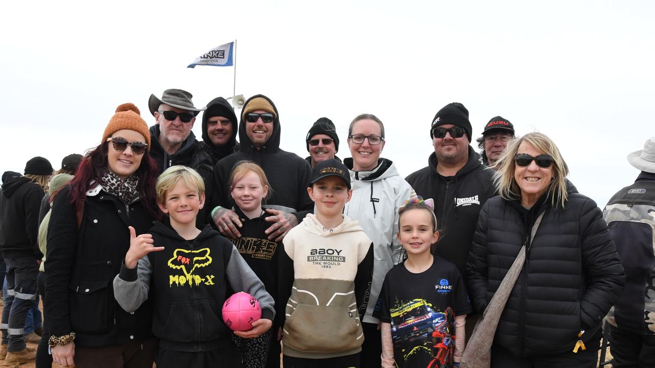 Badger, Johnston, Jan and McDonald families all met at Finke Desert Race 2022. Picture: (A)manda Parkinson