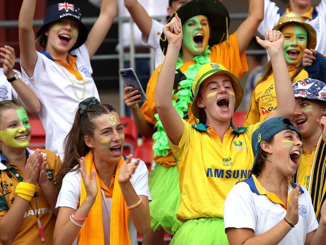 Aussie fans during the ICC Women's T20 World Cup opening match between Australia and India at Sydney Showground Stadium in Sydney. Picture. Phil Hillyard