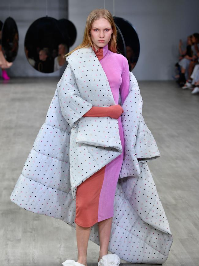 A model walks the runway during the Acler show at Mercedes-Benz Fashion Week in Sydney last year. Picture: Getty