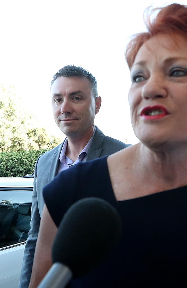 The secret footage reveals Pauline Hanson’s chief of staff James Ashby (left) and One Nation’s Queensland leader Steve Dickson seeking political donations and exploring ways to undermine Australia’s gun laws.