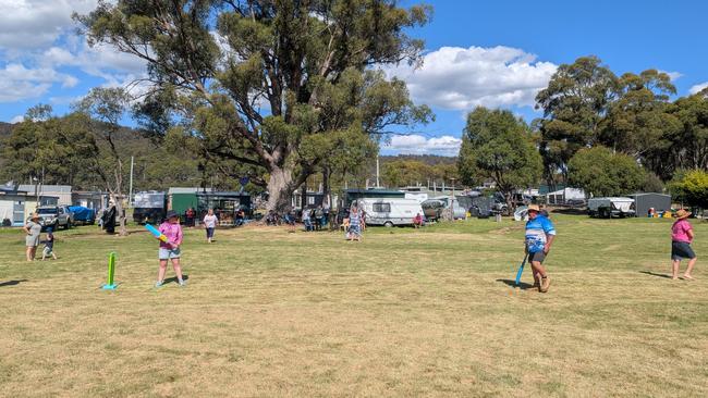 Australia Day revellers take to the pitch for a game of bush cricket at Bronte Park. Picture Supplied