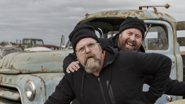 Clayton (left) and Shane Jacobson on the set of their new film <i>Sibling Rivalry</i>, due out in 2018. Picture: Jackson Davies