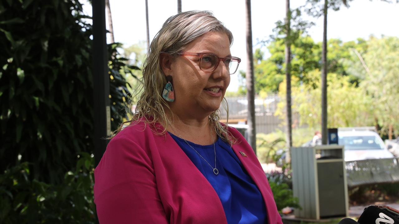 CLP member and Brennan representative Marie-Clare Boothby speaking near parliament on January 2, 2023.