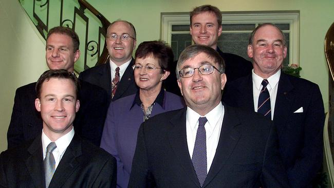 Will Hodgman, Sue Napier, Rene Hidding, Peter Gutwein, Brett Whiteley, Jeremy Rockliff and Michael Hodgman in 2002.