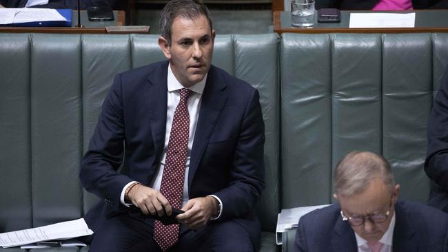 Treasurer Jim Chalmers and Prime Minister Anthony Albanese in Parliament on Tuesday. Picture: NCA NewsWire’s Gary Ramage