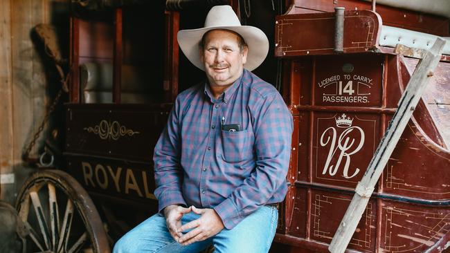 Outback Pioneers tourism operator Richard Kinnon anticipates restarting his stagecoach rides when restrictions lift. Picture: Clancy Paine