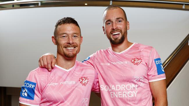 DAILY TELEGRAPH JANUARY 13, 2025. Dragons new co-captains Damian Cook and Clinton Gutherson announced at a luncheon at Wollongong Golf Club today. Picture: Jonathan Ng