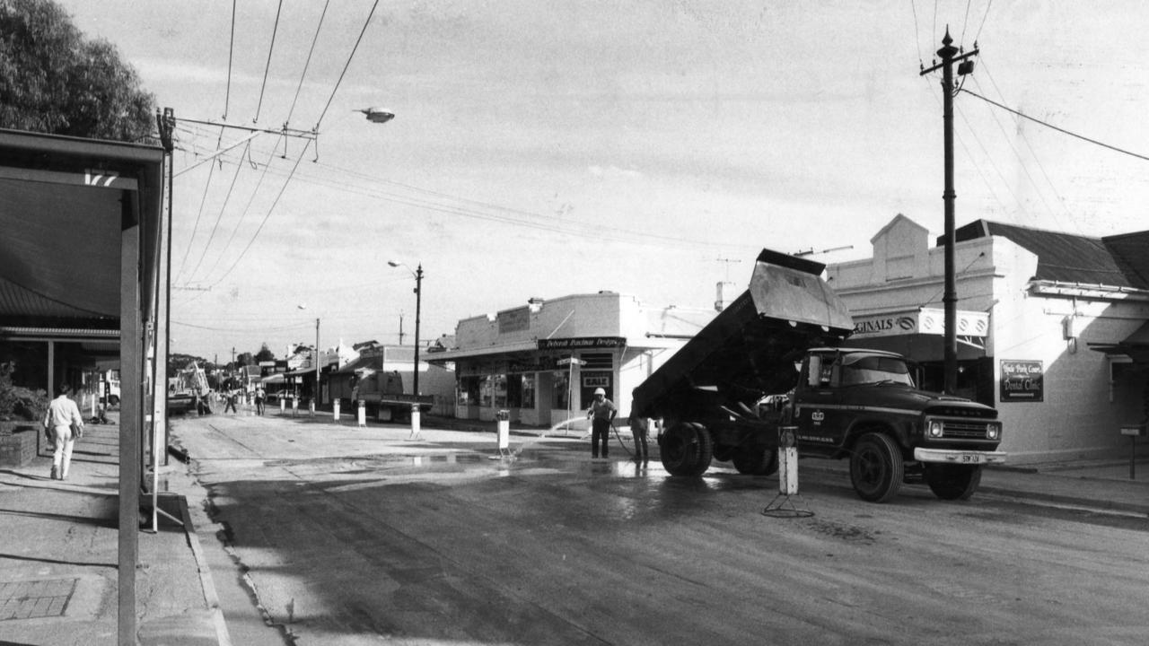 1985, and King William Rd is ripped up for the pavers.