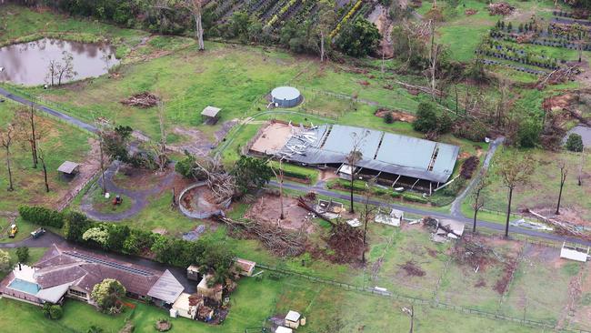 Premier Steven Miles and Gold Coast Mayor Tom Tate view storm damage from the air Photo Supplied Premier's Department/Annette Dew