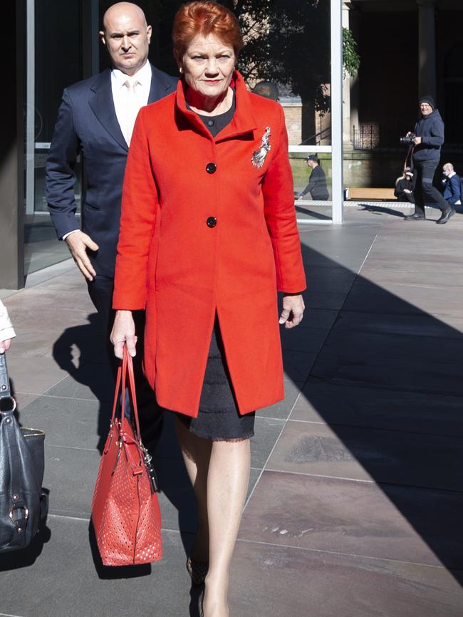 Lawyer Danny Eid and Senator Pauline Hanson outside the Federal Court. Picture: Monique Harmer