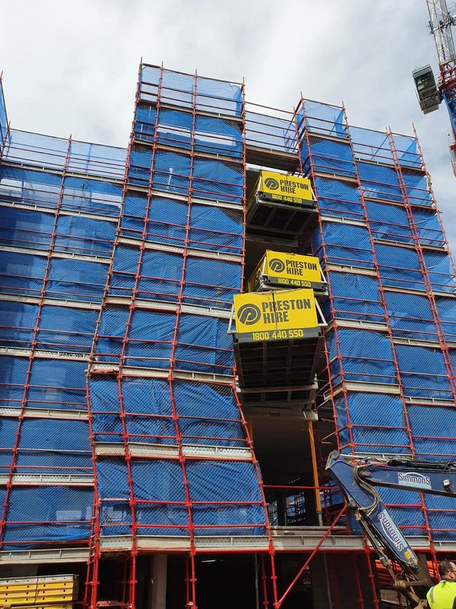 A site in Minto last October where a excavator hit scaffolding and WorkSafe said the site was fine to continue over the phone.