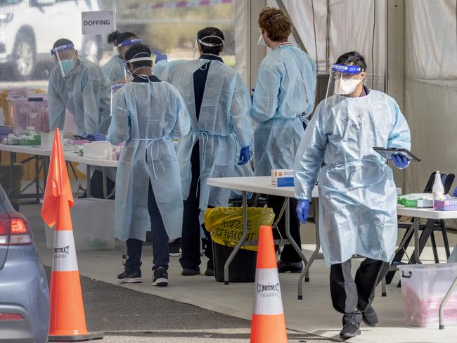 A pop-up Covid testing site in St Kilda. Picture: David Geraghty