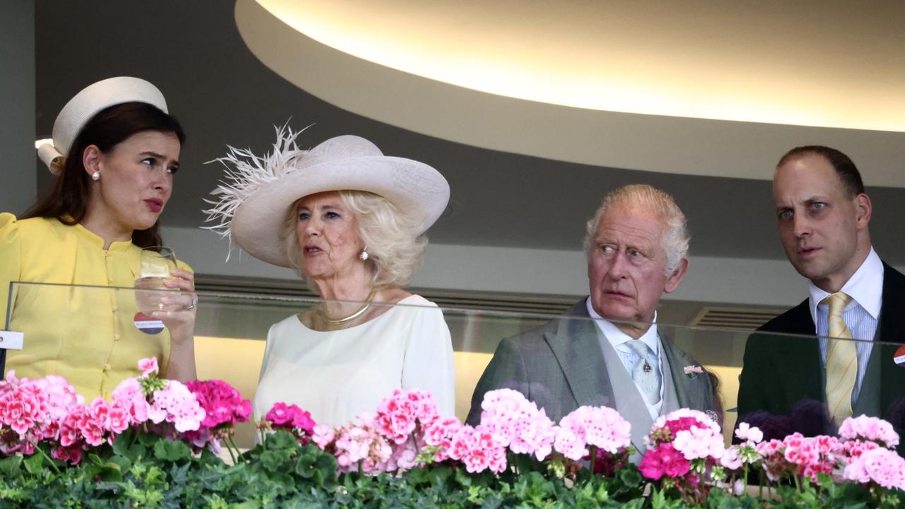 Lord and Lady Frederick Windsor with Charles and Camilla. Picture: HENRY NICHOLLS / AFP