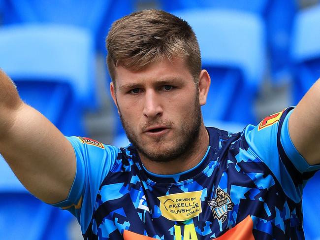 Jai Arrow and the Titans team train at CBus Stadium in Robina. Pics Adam Head