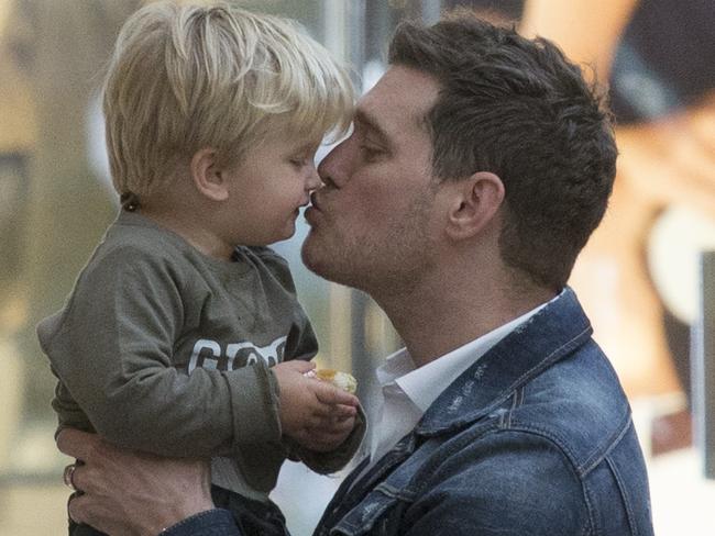 Michael Buble and son Noah in 2015. Picture: Supplied