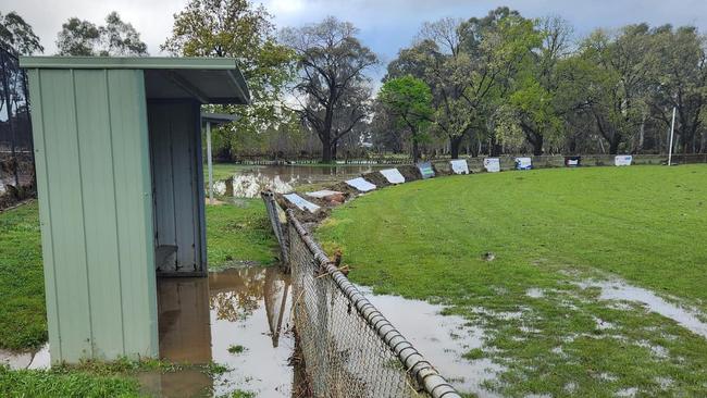 Avoca Football Club's oval after the floods. Picture: Avoca Football Club.