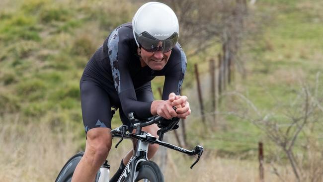 Peter Milostic racing the road race at the recent NSW cycling championships.