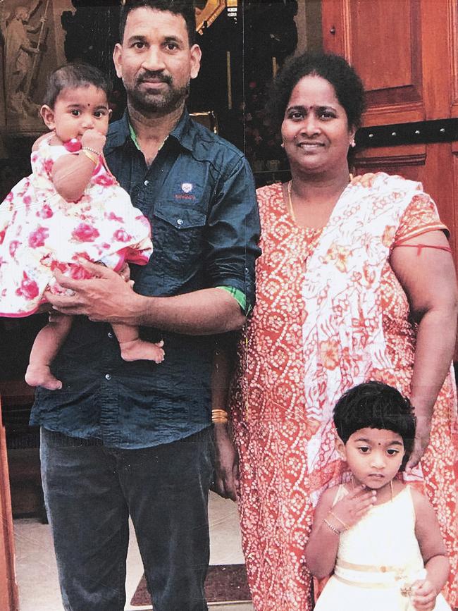 Priya and Nadesalingam and their two Australian-born children, from Biloela. Picture: AAP.