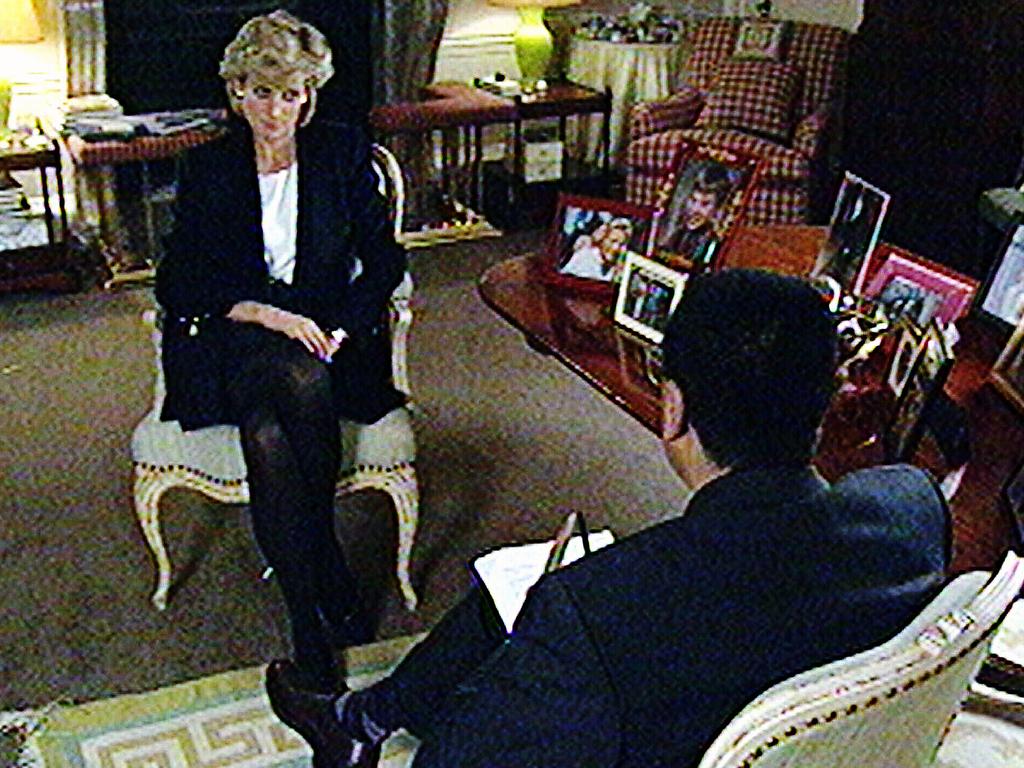 Diana, and Martin Bashir at Kensington palace where the interview took place in secret. Picture: BBC/Panorama