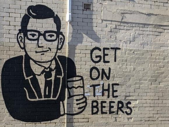 An artwork featuring Premier Daniel Andrews in Moonee Ponds. Picture: Reddit