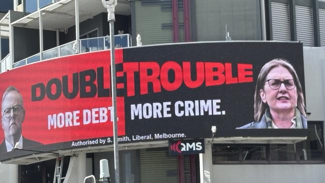 Liberal election billboard attacking Labor Prime Minister Anthony Albanese. Picture: Supplied.