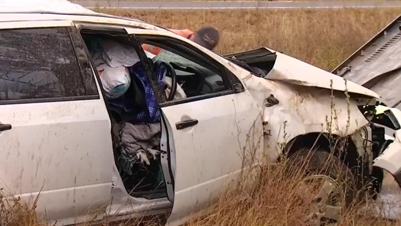 A 29-year-old Mackay woman has died in a tragic highway rollover near Saint Lawrence. Picture: 7News Mackay