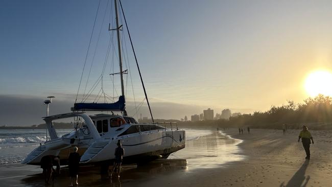 A boat was washed ashore at Mooloolaba due to swell generated by ex-tropical cyclone Gabrielle.