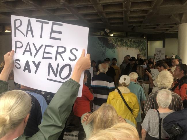 Two hundred people protested outside the Dee Why council chambers. Picture: Supplied