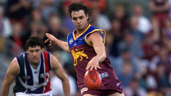 Marcus Picken in action for Brisbane against Fremantle in 2001. Picture: David Kapernick